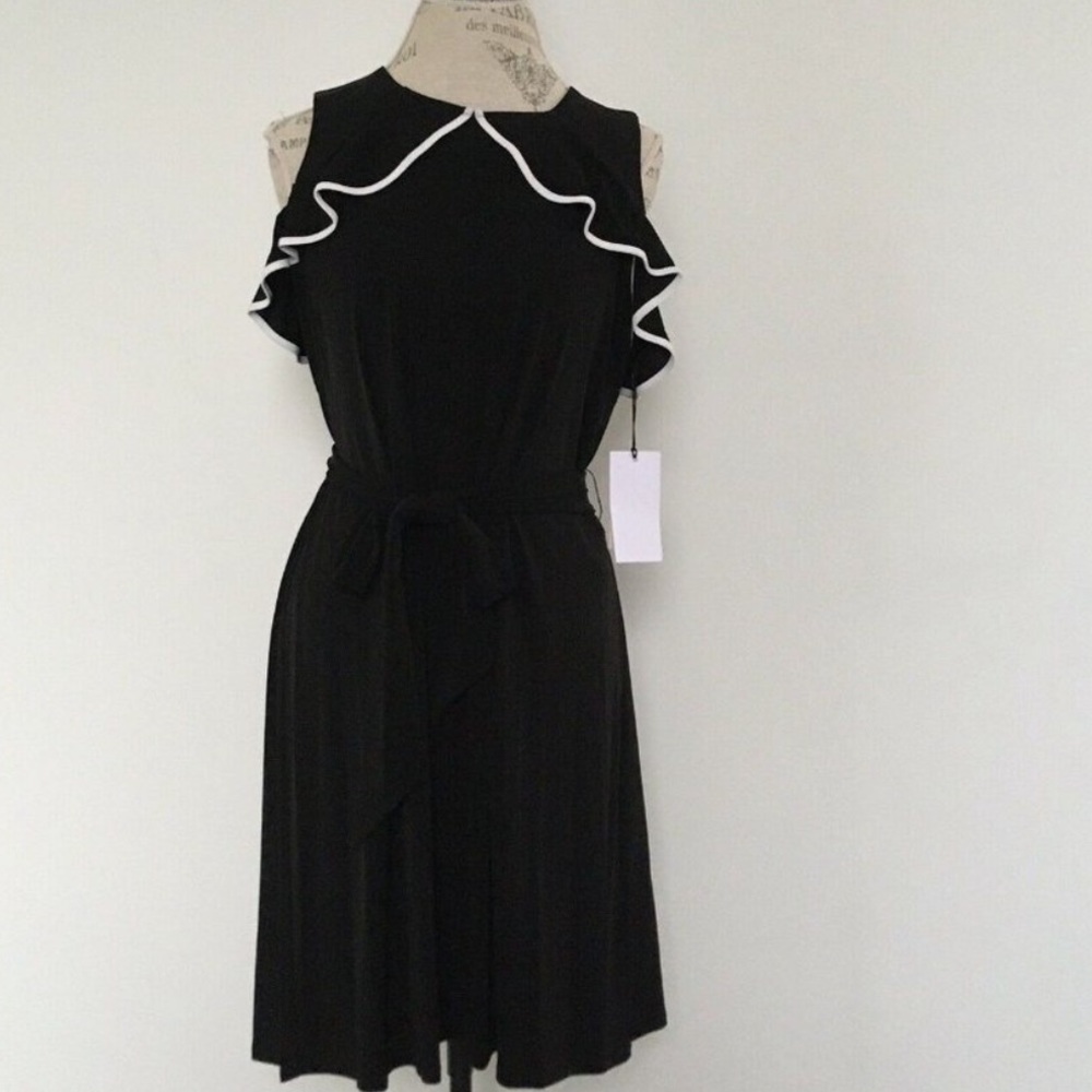 NWT black white trim Ivanka Trump dress sz Large L